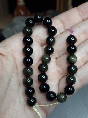 8mm Gold Sheen Obsidian Bead Strand – 8" #10